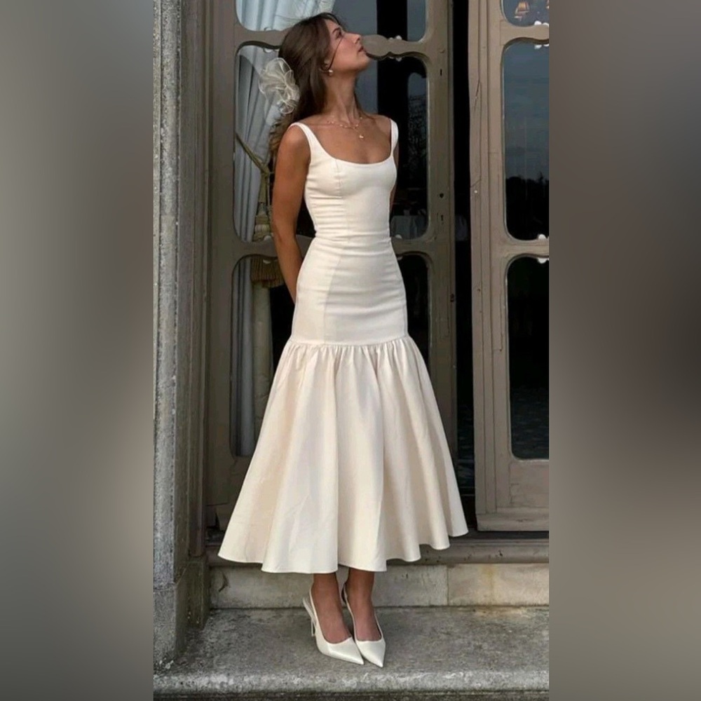 House of CB Cream Midi Dress